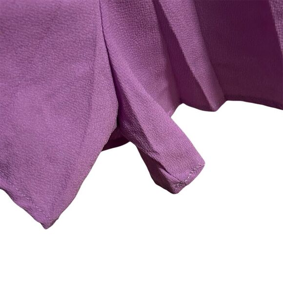 AGQT Women's Medium Purple Tie Front Romper Short Sleeve Casual - Picture 14 of 14